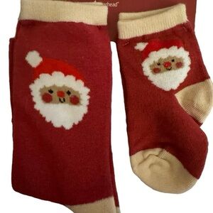 Pearhead Christmas Santa Parent & Baby Holiday Sock Set New